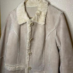 Westward Y2K Style Cream Fur Leather Coat